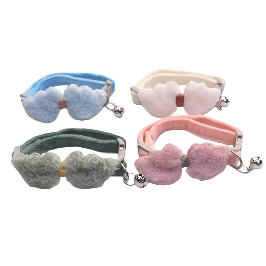 Mokka - Cute Plush Bow Detail Cat Collar with Bell