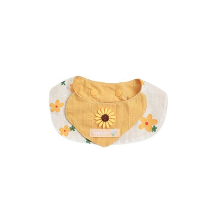 Mokka gingham sunflower cat bib worn by a cat
