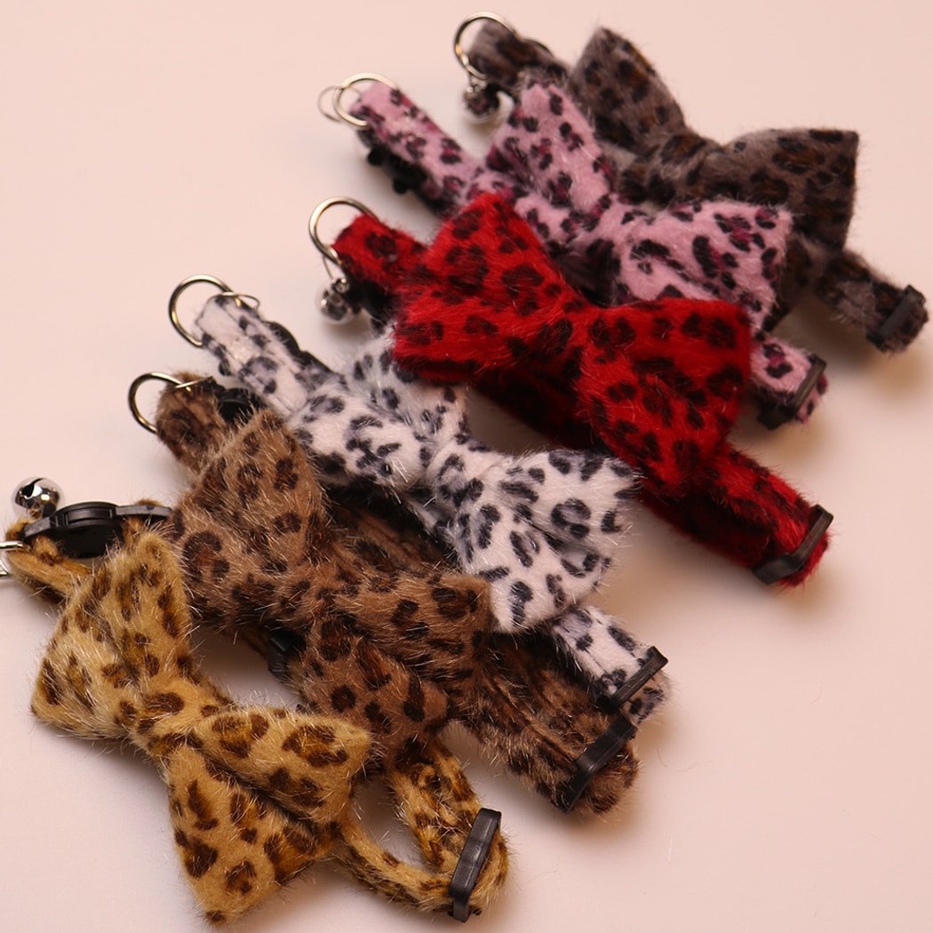 Mokka - Edgy Leopard Pattern Bow Cat Collar