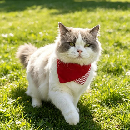 Mokka - Gingham-Accent Panel Bandana Pet Neckwear