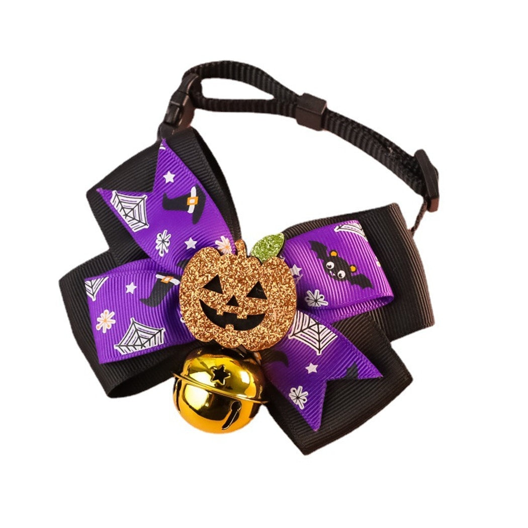 Halloweek - Bell Accent Pumpkin Bow Tie Pet Collar