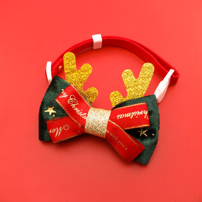 Christmoo - Christmas Bow Reindeer Cartoon Cat Collar