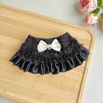 Mokka - Ruffle Trim Bow Accent Pet Bib