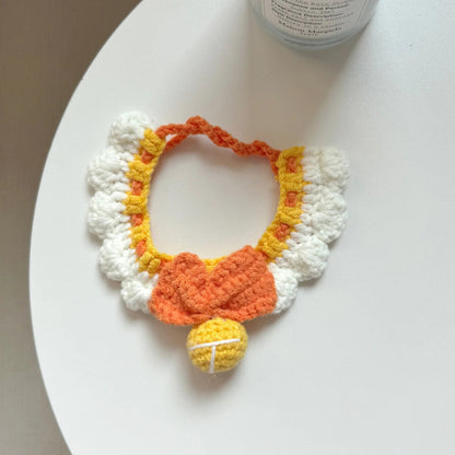 Mokka - Crochet Bow Ball Ruffle Pet Collar