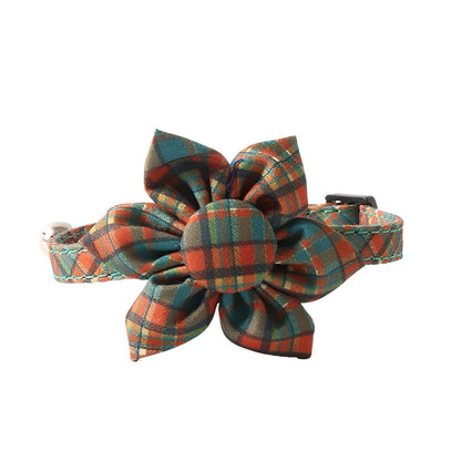 Mokka Plaid Breakaway Cat Collar arranged to highlight the plaid design and clasp