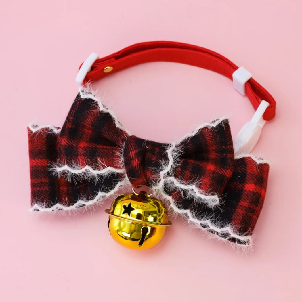 Mokka - Christmas Plaid Bow Breakaway Pet Collar