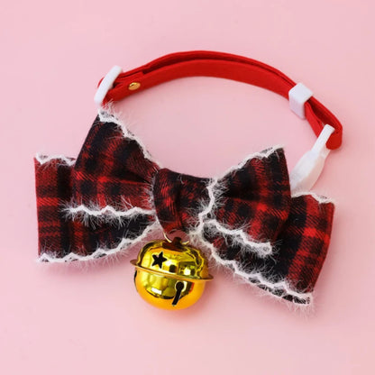 Mokka - Christmas Plaid Bow Breakaway Pet Collar