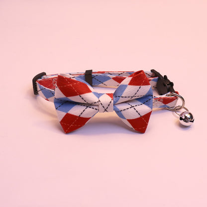 Mokka - Elegant Argyle Print Bow Tie Cat Collar