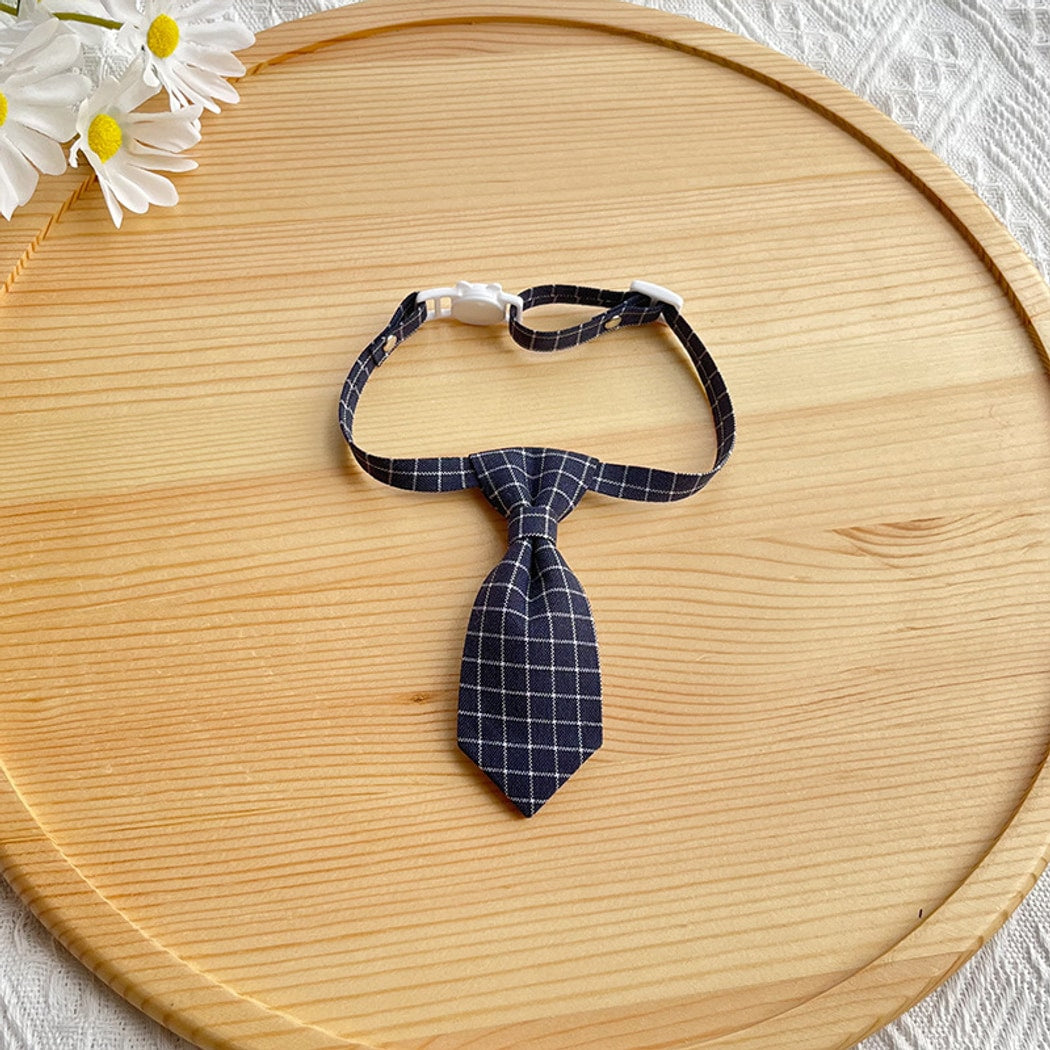 Mokka - Plaid Tie Accent Adjustable Cat Collar