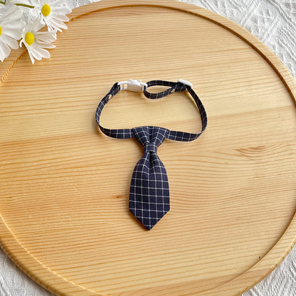 Mokka - Plaid Tie Accent Adjustable Cat Collar