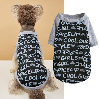 Ozzie - Heart Print Contrast Sleeve Pet Dog T-Shirt