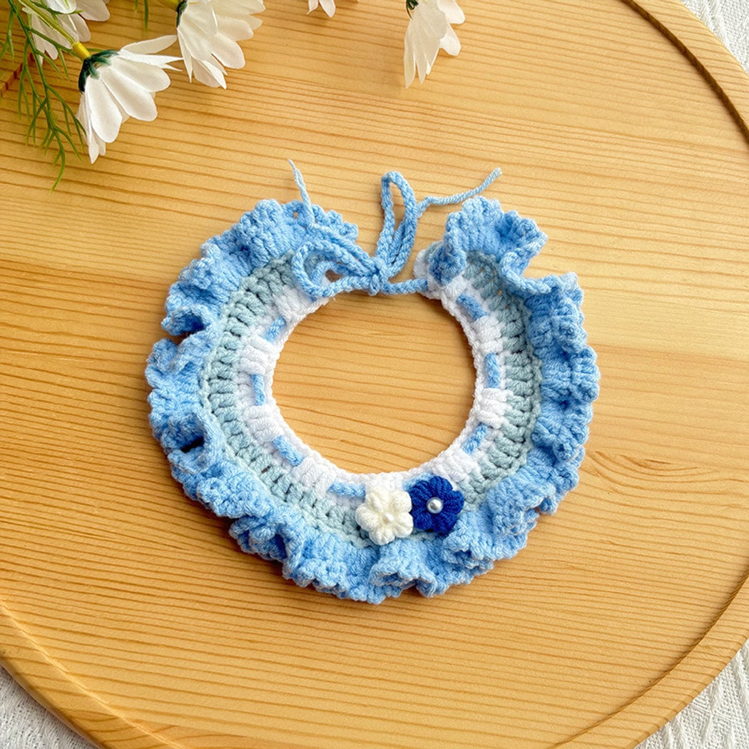 Mokka - Floral Ruffle Knit Cat Collar