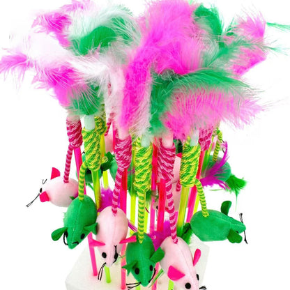 Moo – Feather Teaser Wand with Mouse Toy