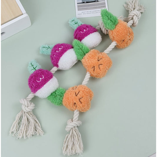 Petkin - Vegetable Shape Squeaky Tug Rope Dog Toy
