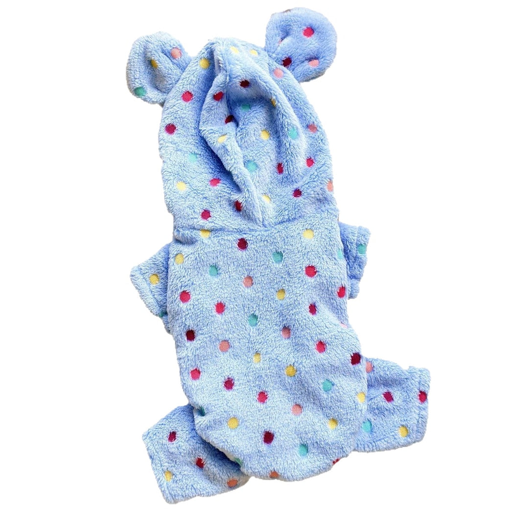Ozzie - Rabbit Ear Polka Dot Plush Dog Onesie
