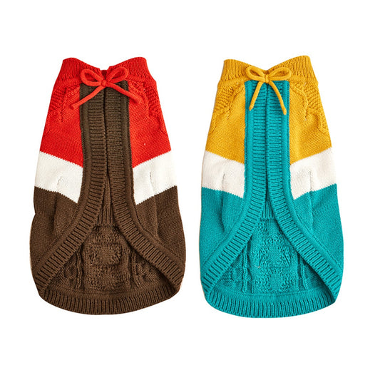 Ozzie - Small Dog Color Block Tie Front Pet Cape