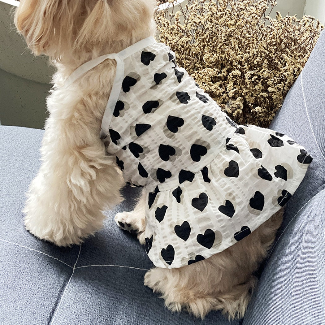 Ozzie - Princess Style Heart Print Dog Dress