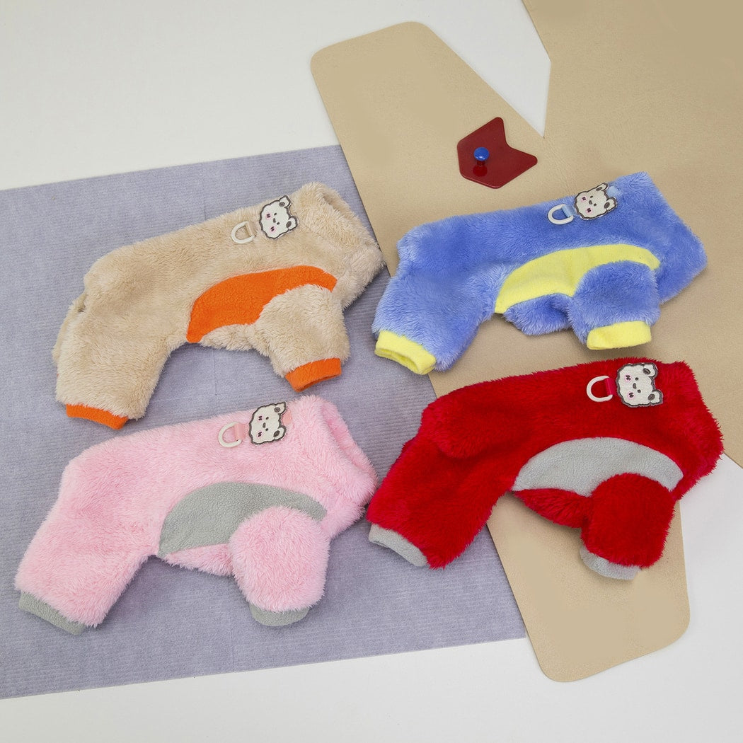 Ozzie - Bear Patch Colorblock Four-Leg Pet Jumpsuit