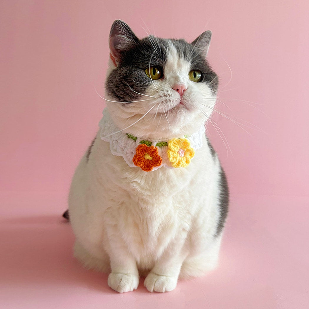 Mokka - Sweet Floral Tie Strap Cat Collar