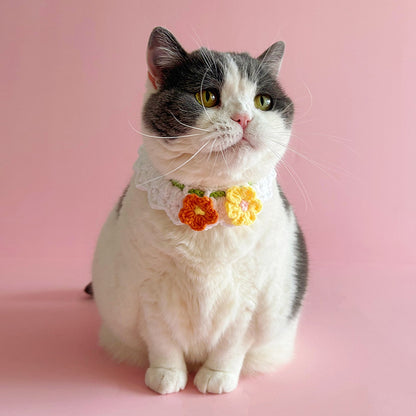 Mokka - Sweet Floral Tie Strap Cat Collar