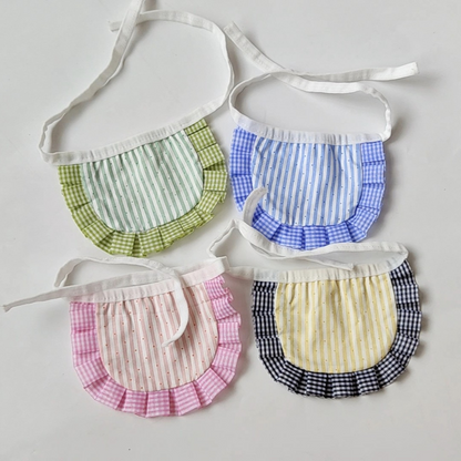 Mokka - Striped Gingham Ruffle Bib Pet Neckwear