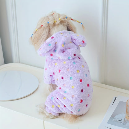 Ozzie - Rabbit Ear Polka Dot Plush Dog Onesie