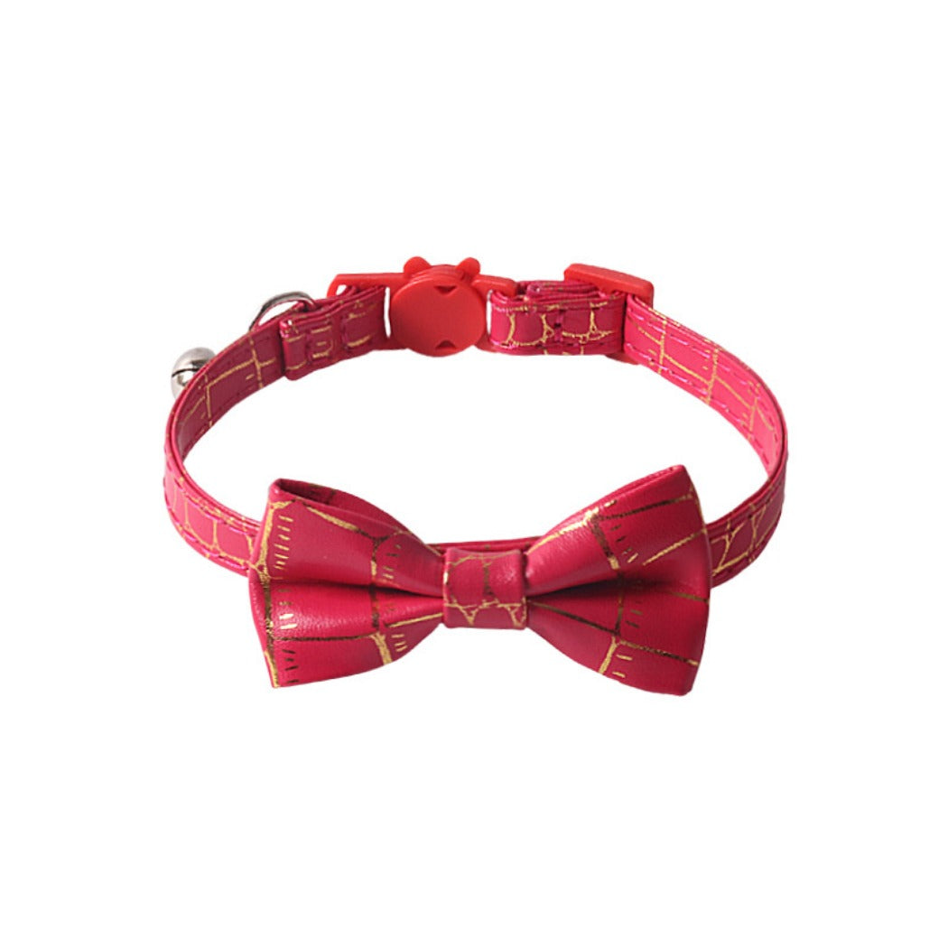 Mokka elegant bow tie cat collar laid flat highlighting design