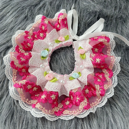 Mokka - Floral Ruffled Bib Pet Neckwear