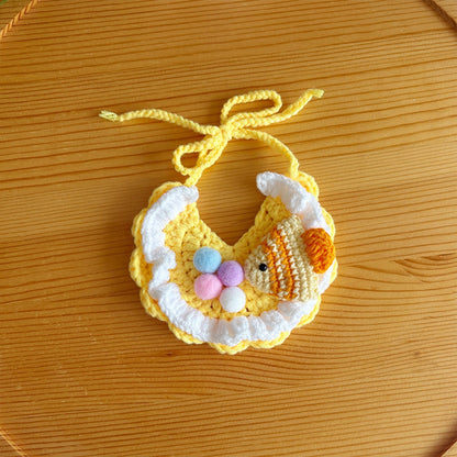 Mokka - Knit Style Fish Motif Cat Bib