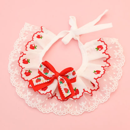 Mokka - Strawberry Cherry Lace Cat Collar