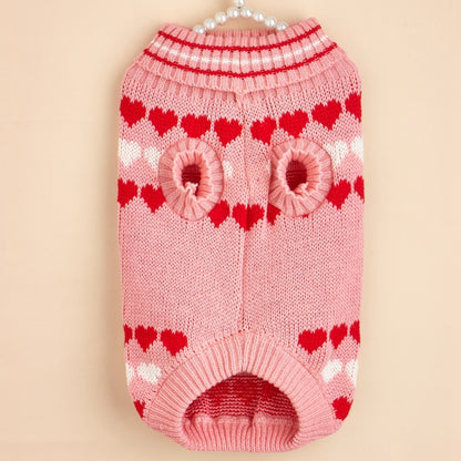 Ozzie - Heart Pattern Turtleneck Knit Pet Sweater