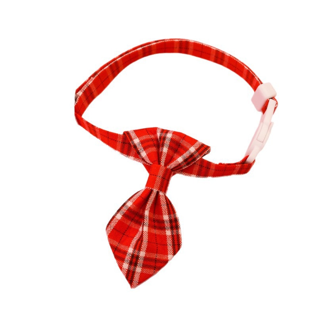 Mokka - Checked Necktie Detail Adjustable Pet Collar