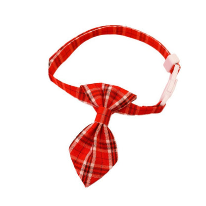 Mokka - Checked Necktie Detail Adjustable Pet Collar