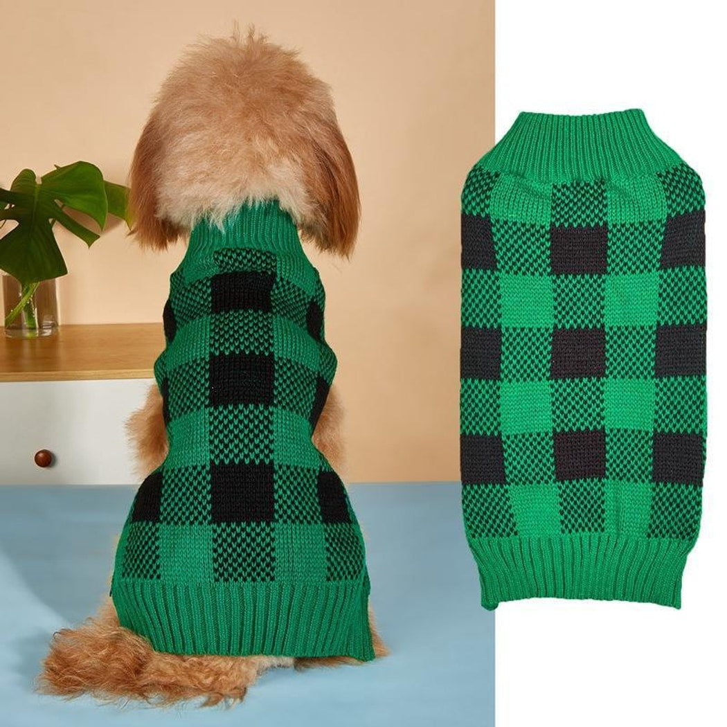 Ozzie - Classic Check Pullover Dog Sweater Outfit