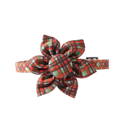 Mokka Plaid Breakaway Cat Collar displayed with the breakaway clasp open