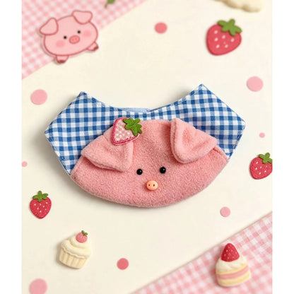 Mokka - Pig Strawberry Scalloped Pet Bib