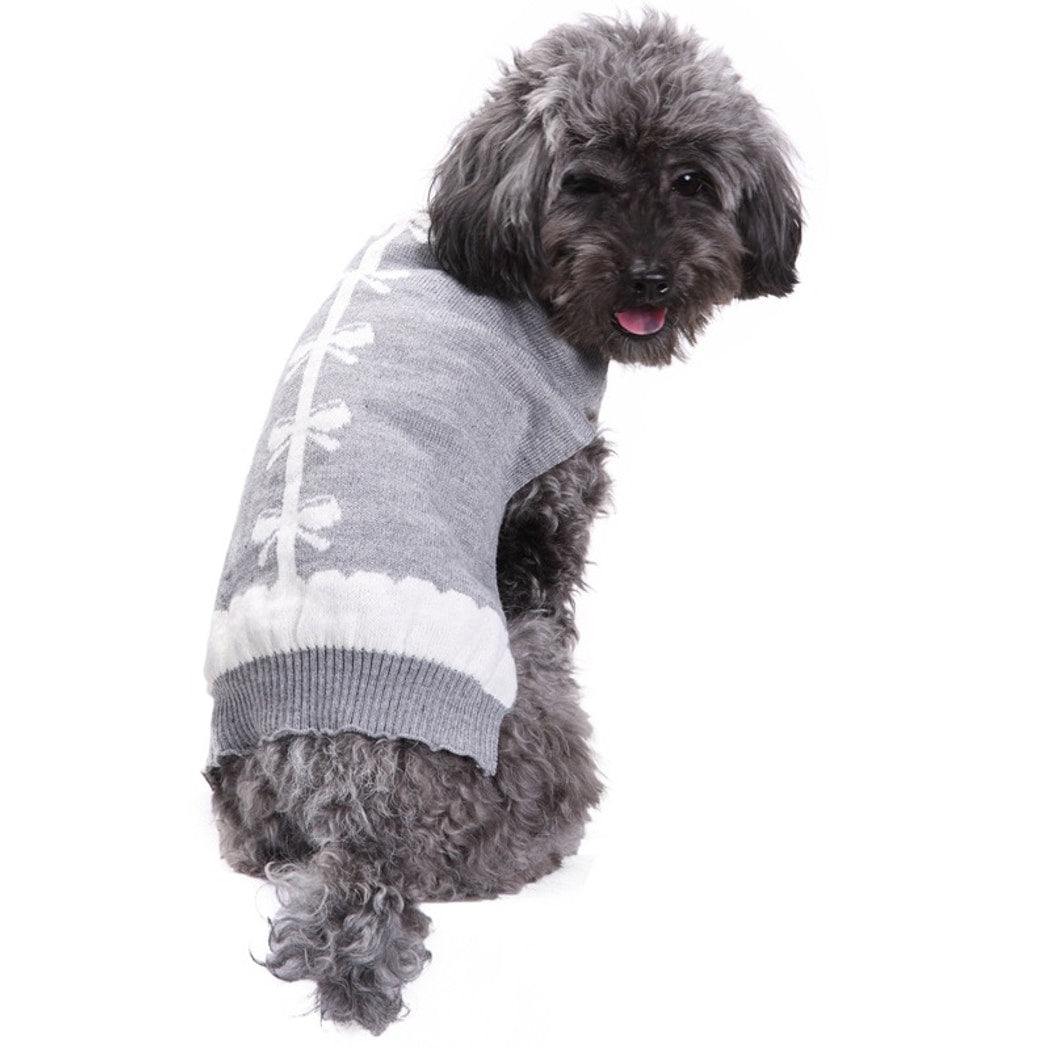 Ozzie - Gray Bow Detail British Style Dog Sweater