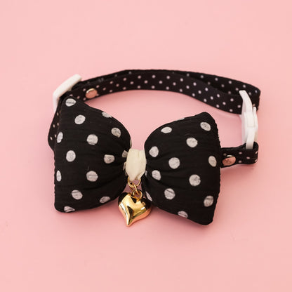 Mokka - Plaid or Polka Dot Bow Bell Pet Collar