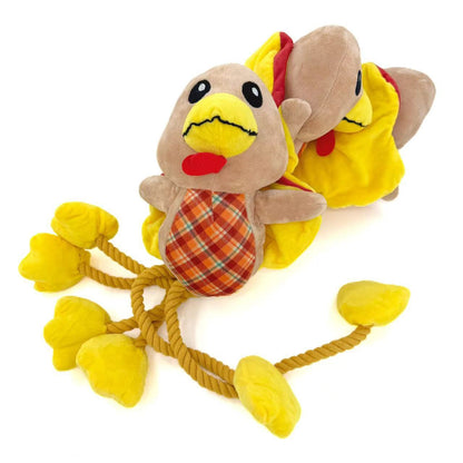 Petkin - Plush Turkey Toy Rope Tug for Dogs