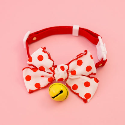 Mokka - Polka Dot Bow Bell Cat Collar