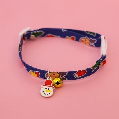 Christmoo - Christmas Bell Charm Cartoon Print Cat Collar