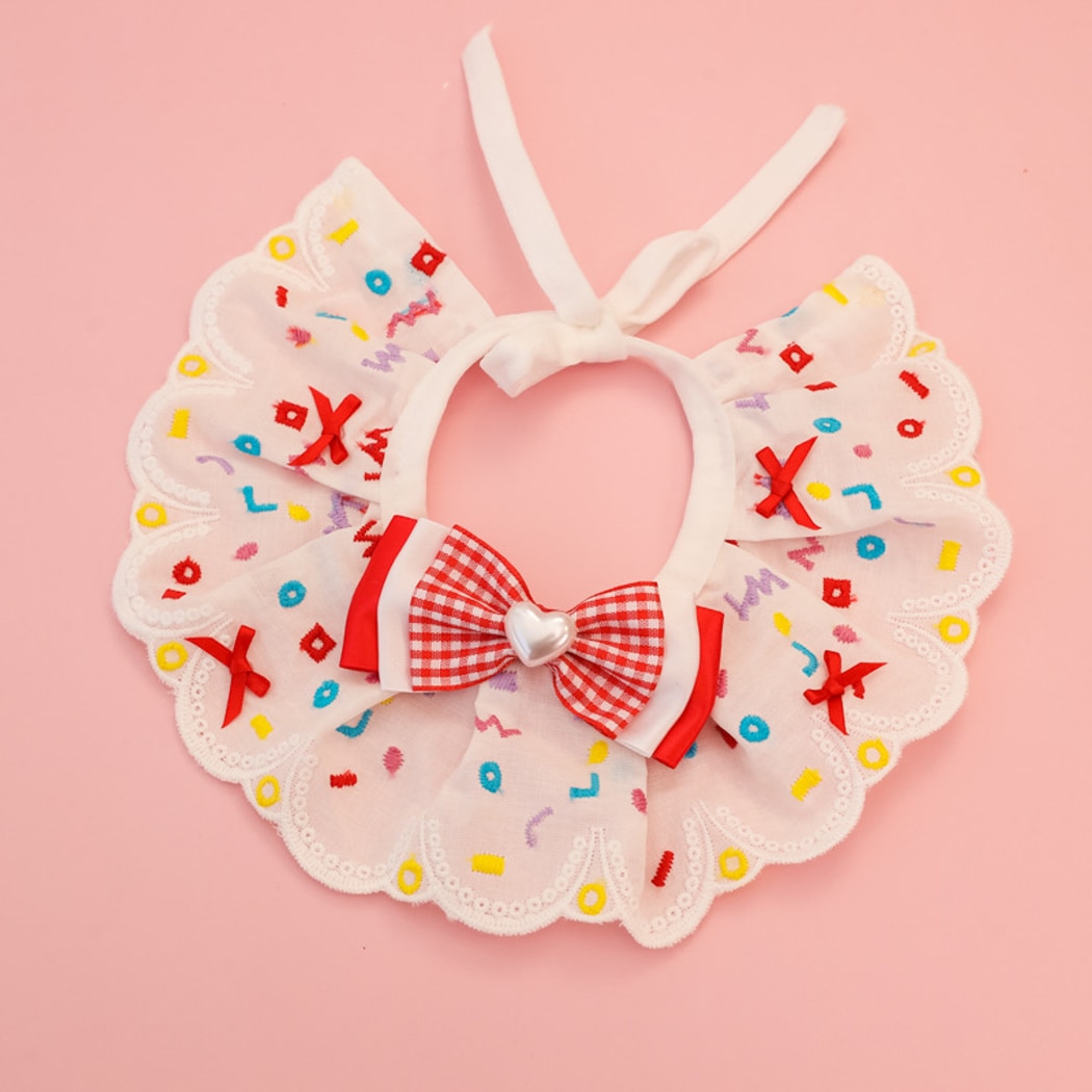 Mokka - Point Pattern Lace Bow Cat Collar
