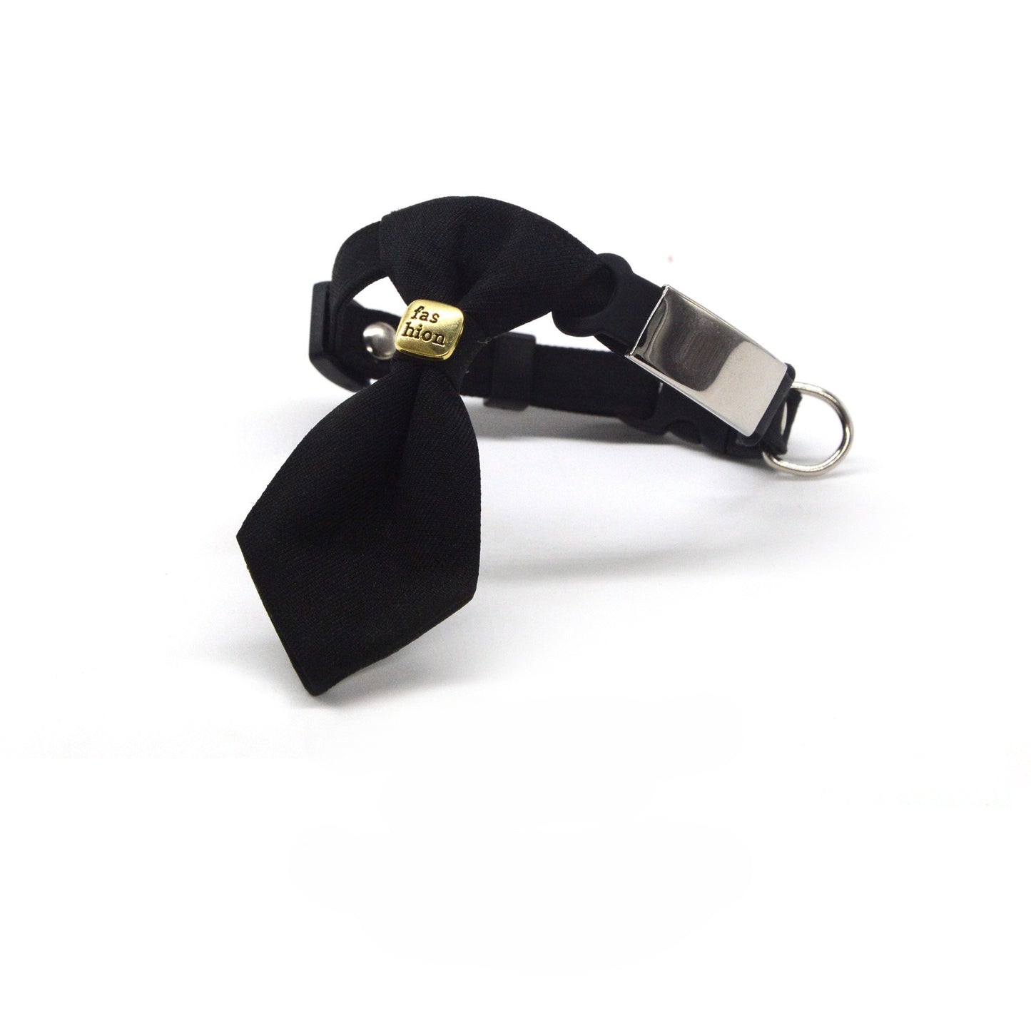 Close-up of Mokka cat collar showing necktie design and breakaway clasp