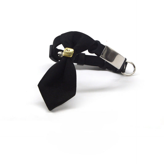 Close-up of Mokka cat collar showing necktie design and breakaway clasp