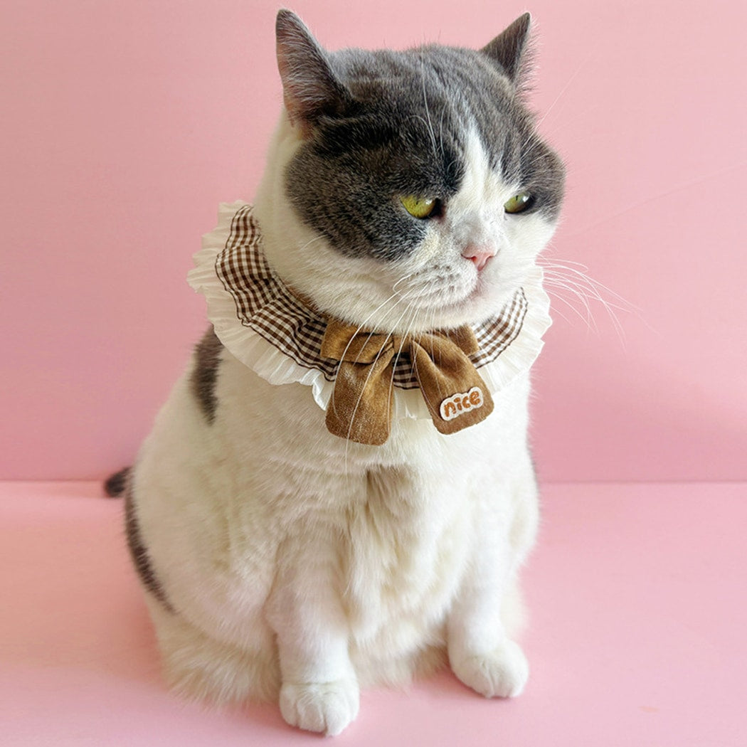 Mokka - Ruffle Trim Plaid Cat Collar