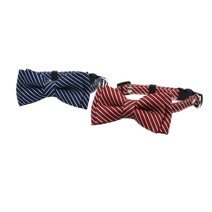 Mokka Stripe Bow Breakaway Collar displayed flat showing striped pattern and bow detail