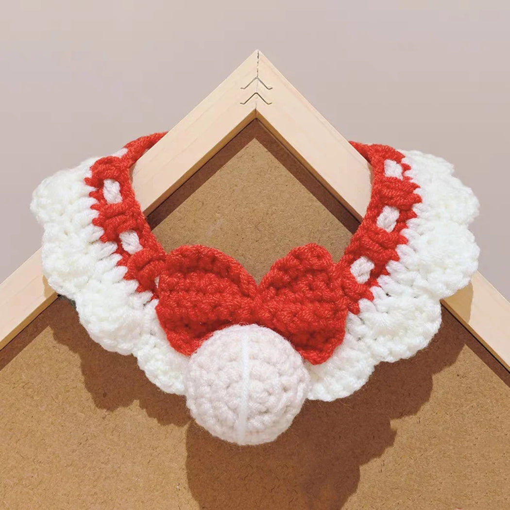 Mokka - Crochet Bow Ball Ruffle Pet Collar