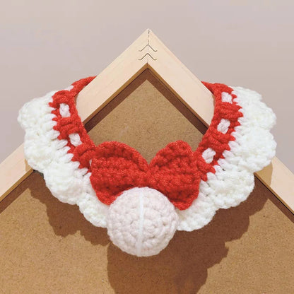Mokka - Crochet Bow Ball Ruffle Pet Collar