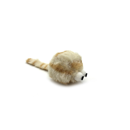 Beige mouse-shaped cat toy, side view