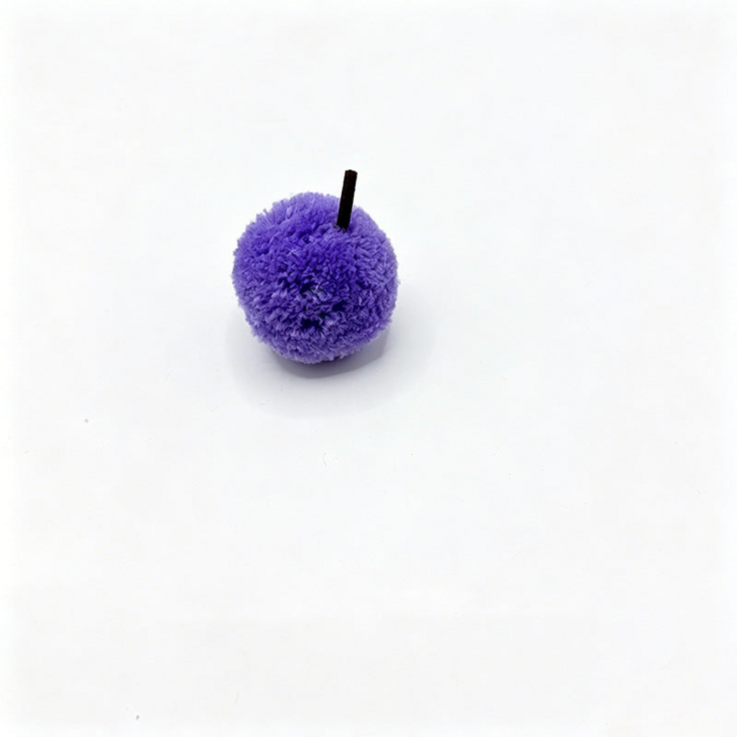 Purple Grape ball cat toy with a short dark stem